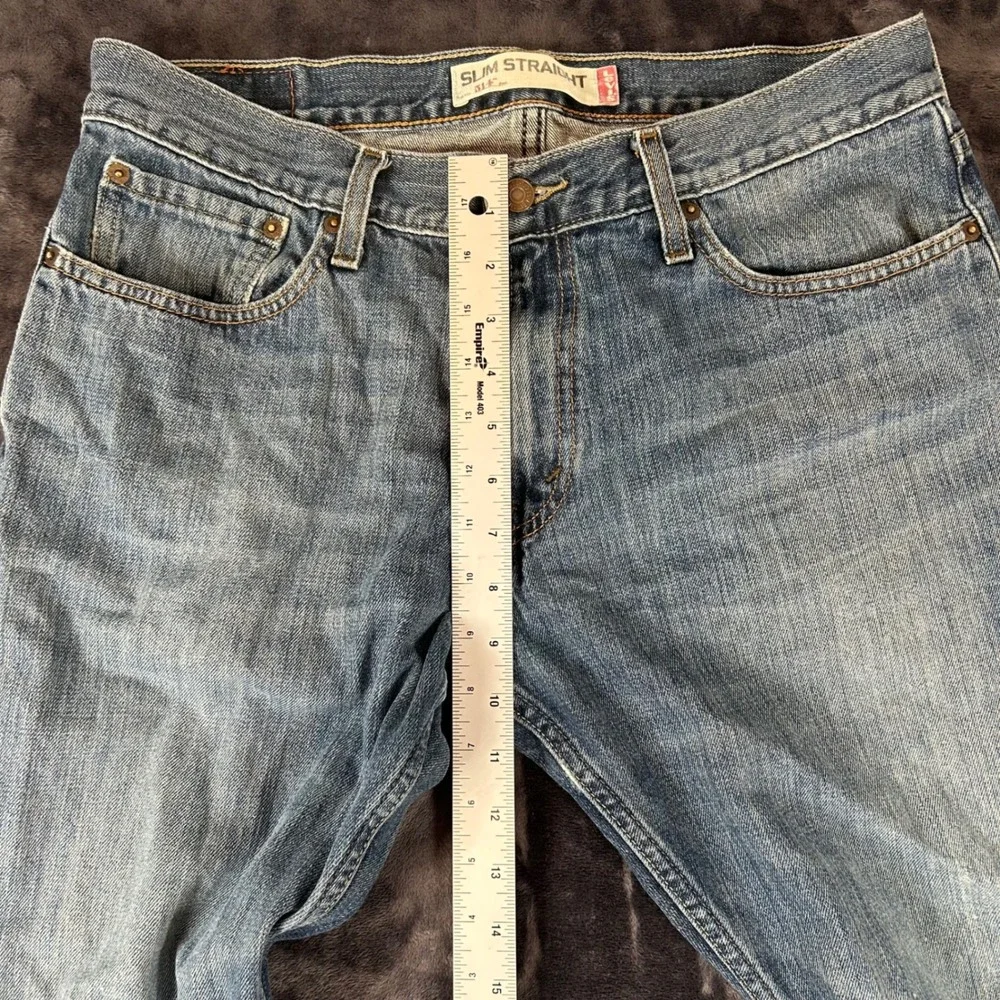 Levi's 514 Jeans Mens W34 L30 Blue Slim Straight Distressed Denim